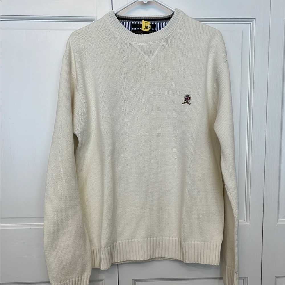 Vintage Tommy Hilfiger Men's Cream Sweater